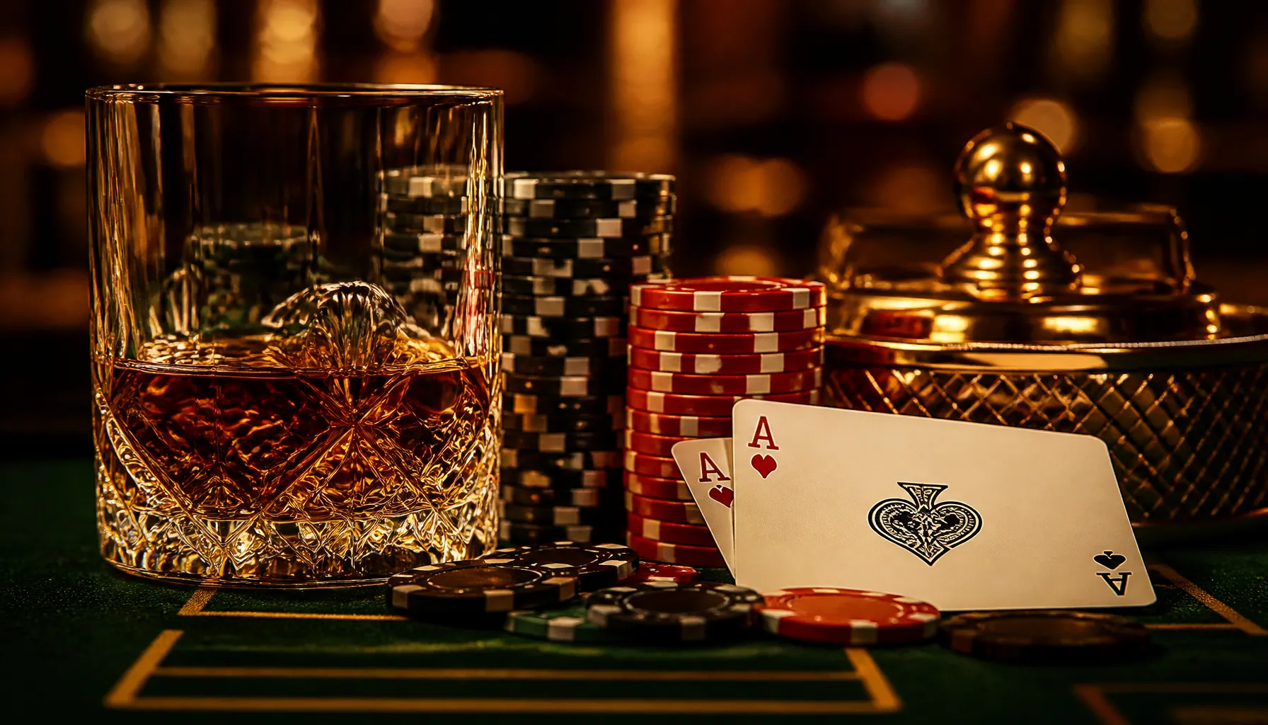 Ornate golden treasure chest overflowing with coins and gems, cinematic warm jewel-toned lighting, luxury casino promotional